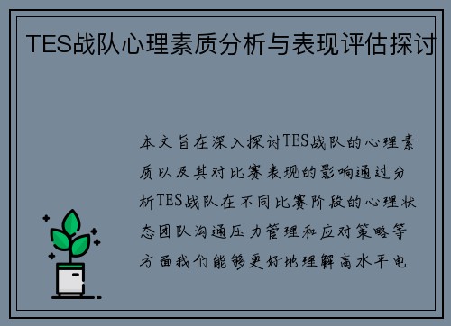 TES战队心理素质分析与表现评估探讨